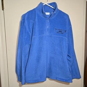 Periwinkle Blue 1/4 Zip Fleece‎ Sahara Club with Pockets 100% Polyester Large